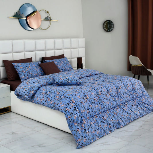 8 PCs Winter Comforter Set-Blue Patels Comforters Apricot   