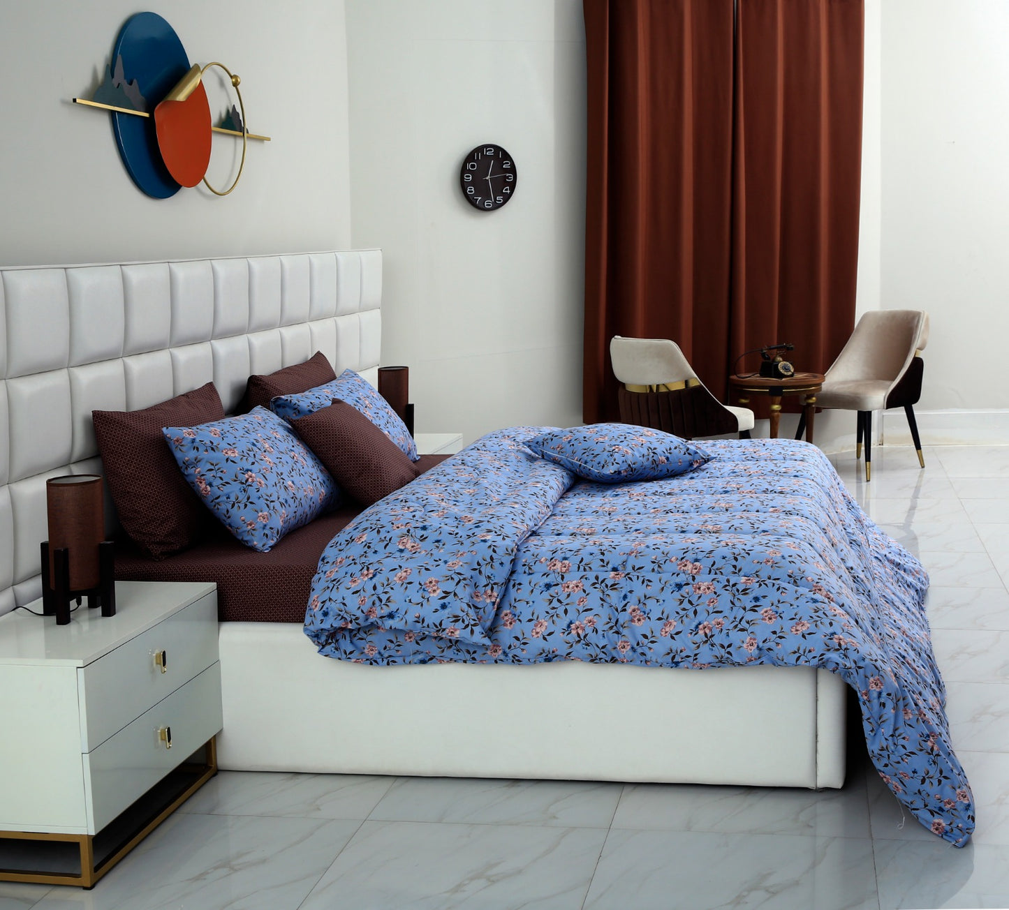 8 PCs Winter Comforter Set-Blue Patels Comforters Apricot   