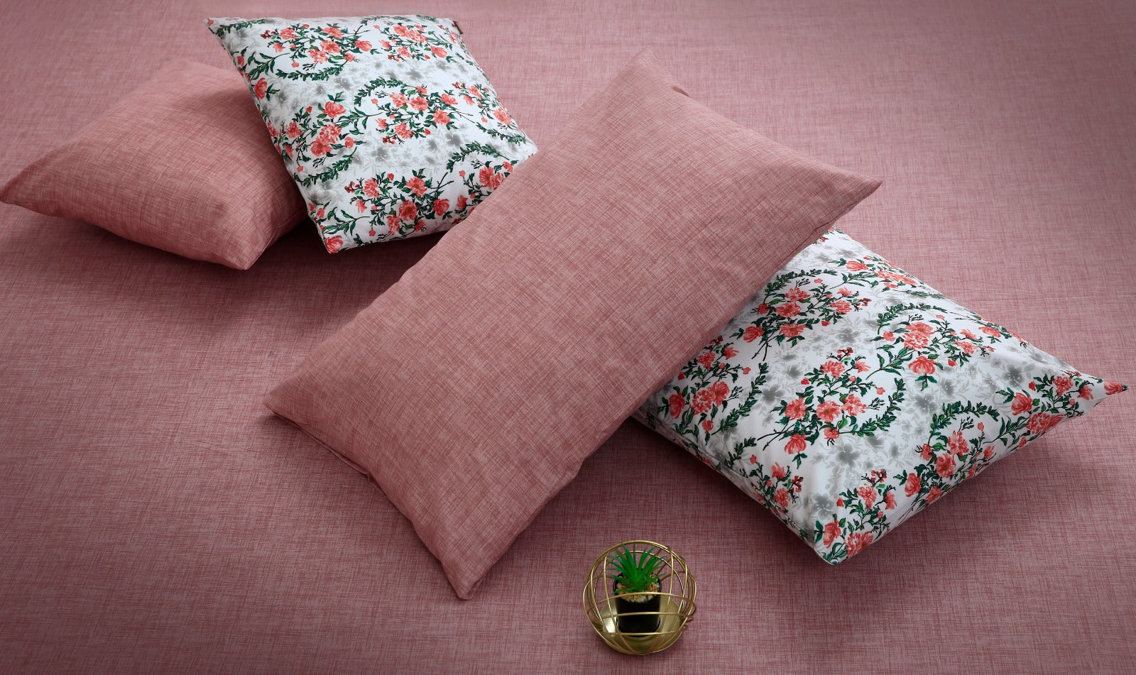 8 PCs Winter Comforter Set-Pink Flowers Comforters Apricot   