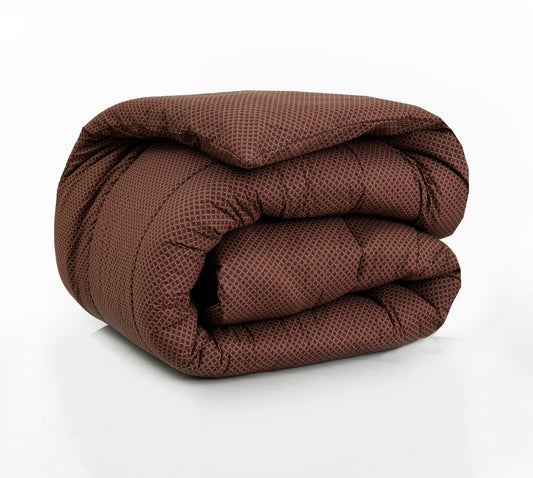 1 PC Double Winter Comforter-Brown Buds Comforters Apricot