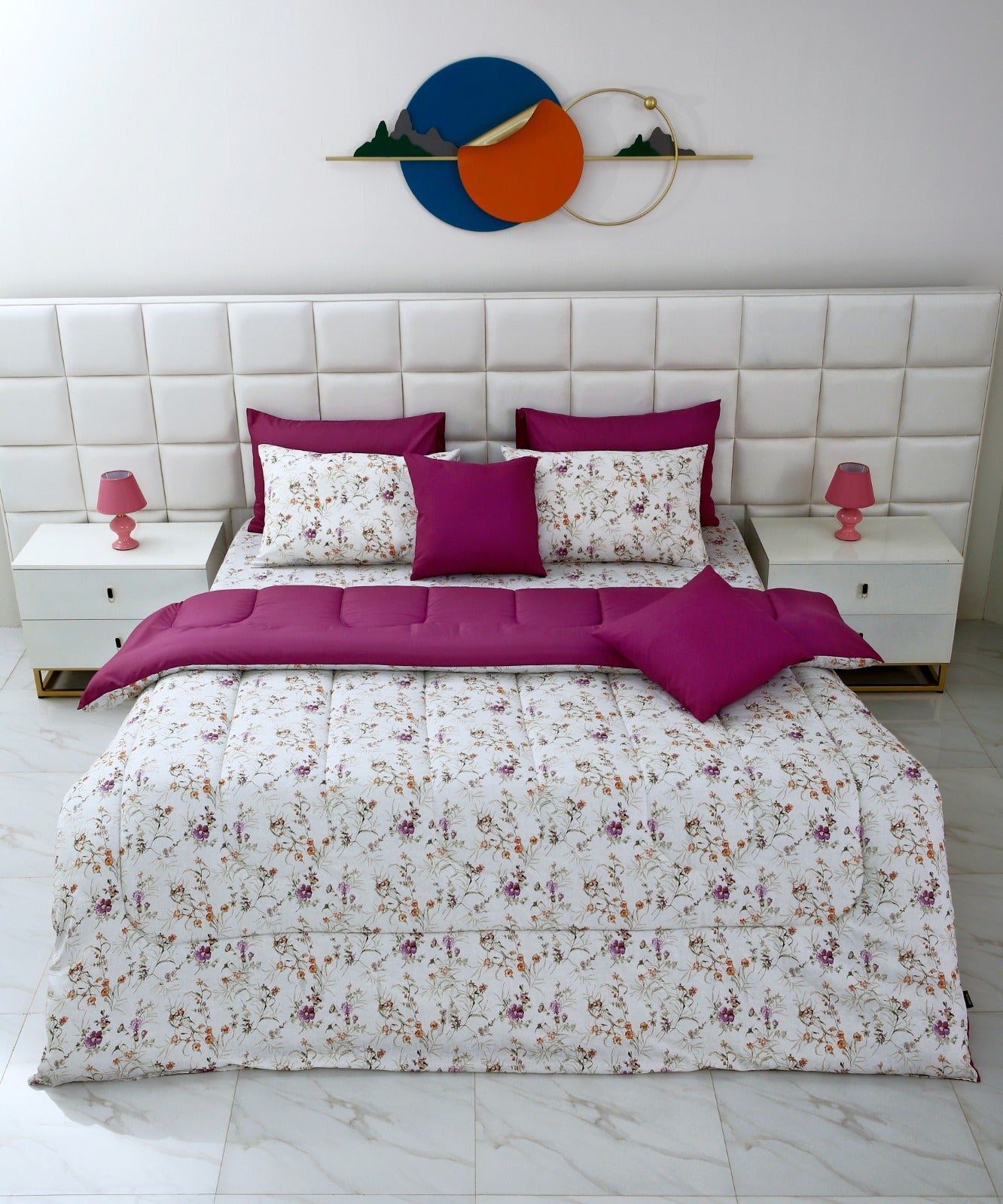 8 PCs Winter Comforter Set-Plum Petals Comforters Apricot   