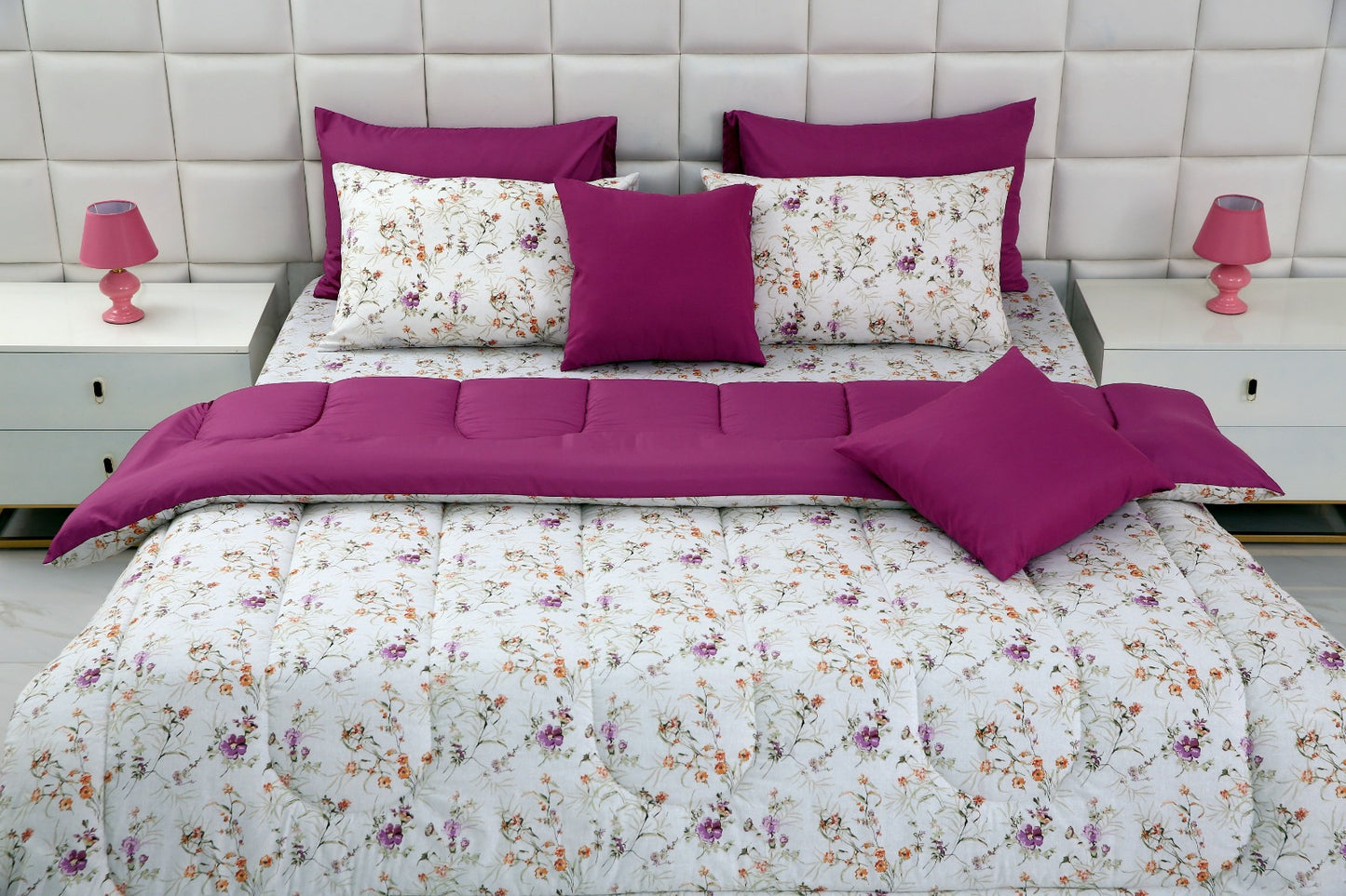 8 PCs Winter Comforter Set-Plum Petals Comforters Apricot   