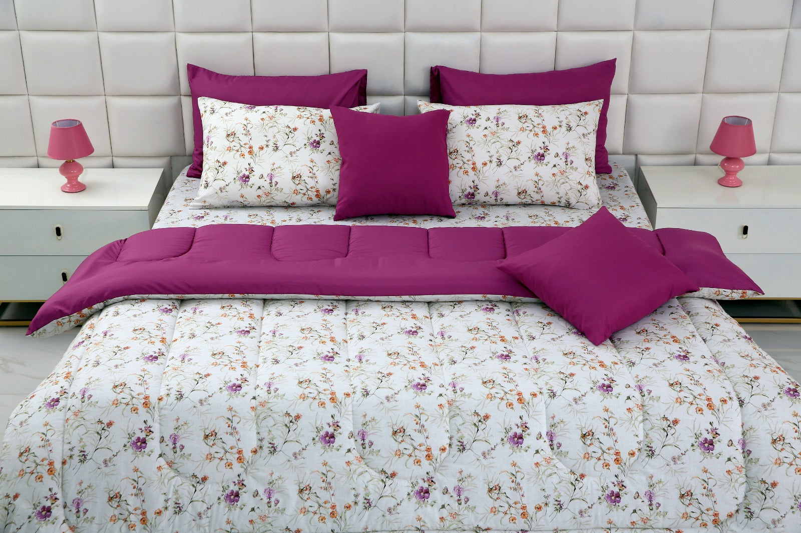 8 PCs Winter Comforter Set-Plum Petal Comforters Apricot