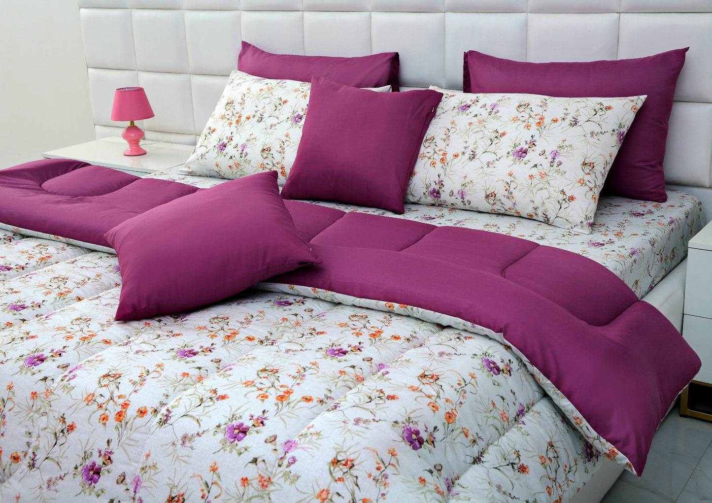 8 PCs Winter Comforter Set-Plum Petals Comforters Apricot   