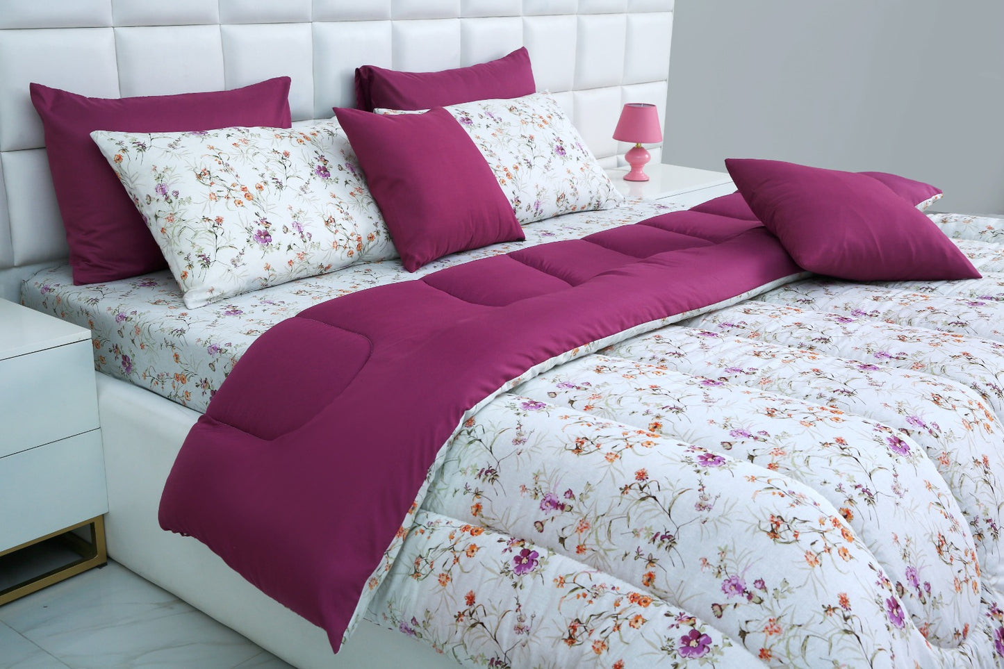 8 PCs Winter Comforter Set-Plum Petals Comforters Apricot   