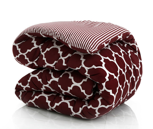 1 PC Double Winter Comforter-Plum Geometric