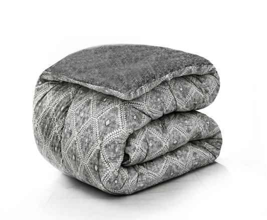 1 PC Double Winter Comforter-Grey Pattern Comforters Apricot