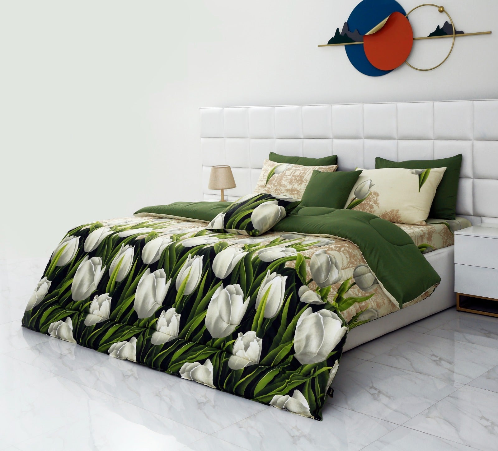 8 PCs Winter Comforter Set-Green Tulip Comforters Apricot