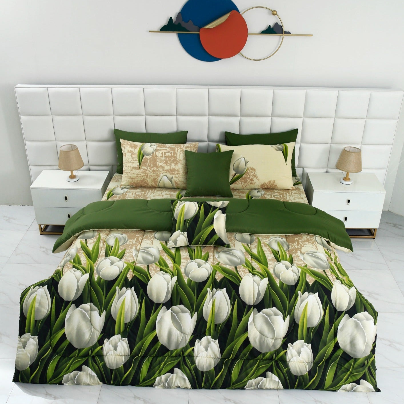 8 PCs Winter Comforter Set-Green Tulip Comforters Apricot