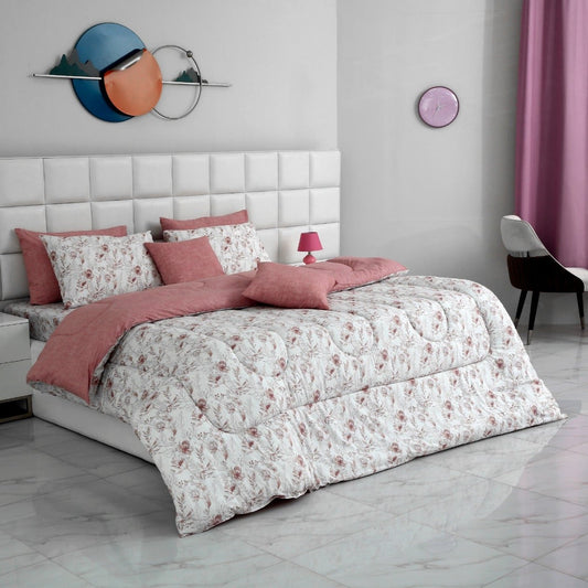 8 PCs Winter Comforter Set-Oriental poppy Comforters Apricot   