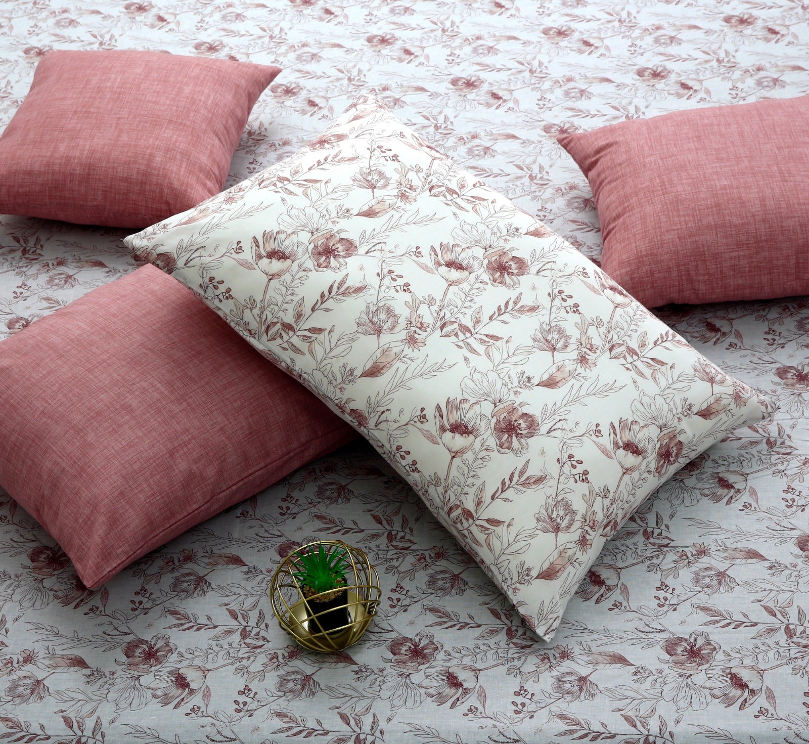 8 PCs Winter Comforter Set-Oriental poppy Comforters Apricot   