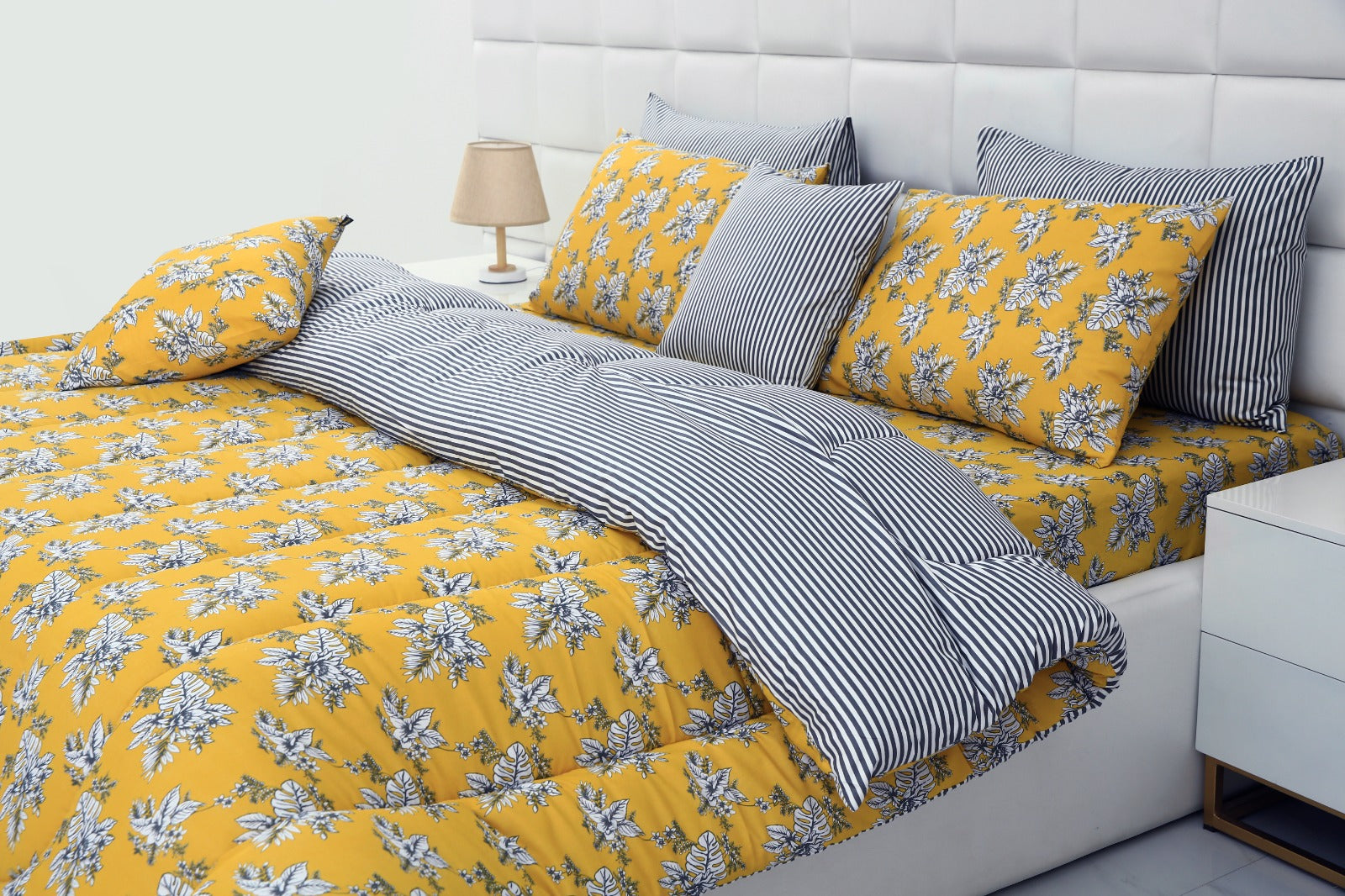 8 PCs Winter Comforter Set-Mustard Garden Comforters Apricot   