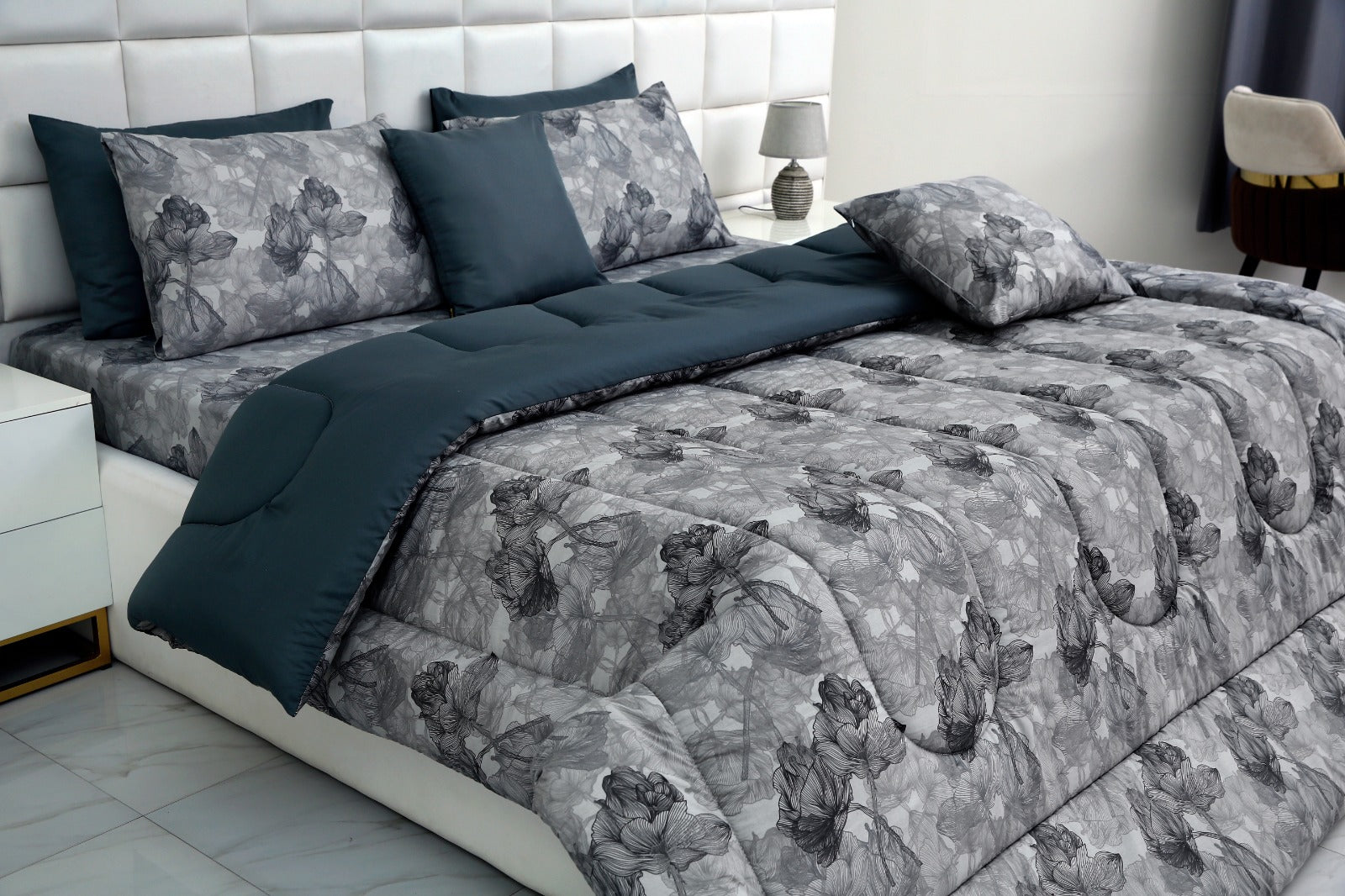 8 PCs Winter Comforter Set-Dusty Miller Comforters Apricot   