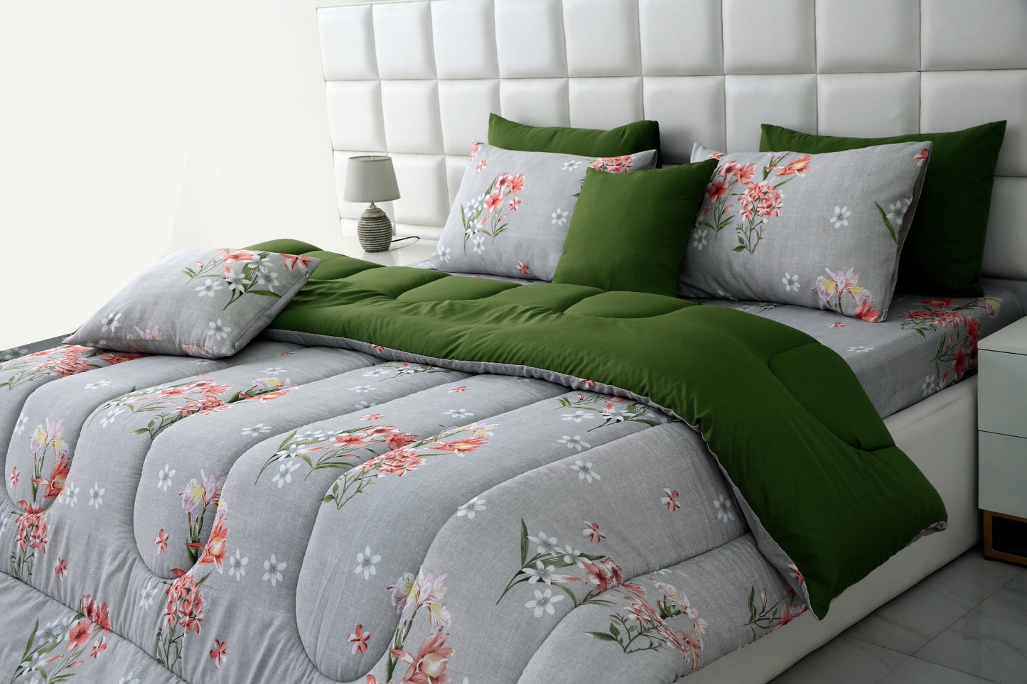 8 PCs Winter Comforter Set- Camellia Comforters Apricot   