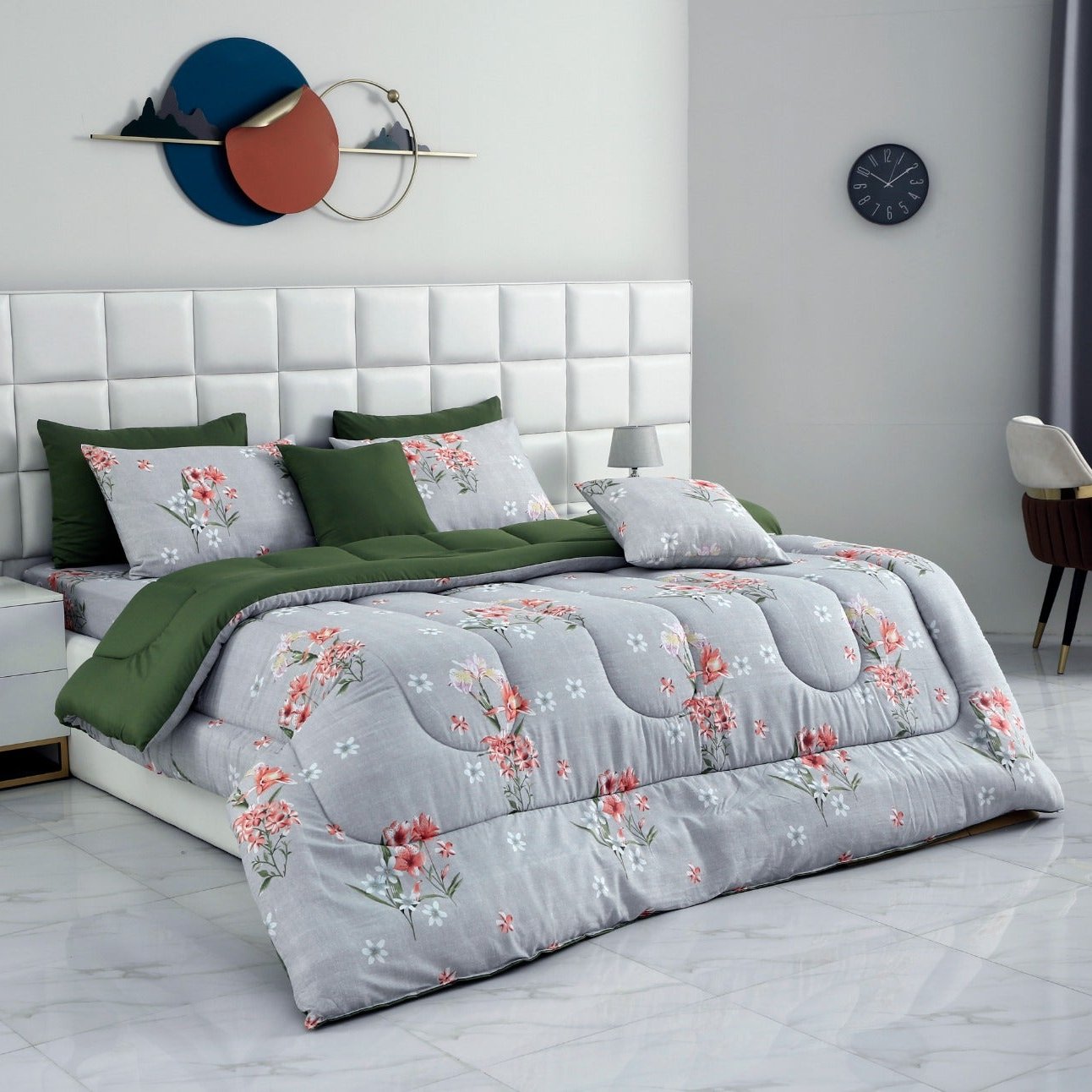 8 PCs Winter Comforter Set- Camellia Comforters Apricot   