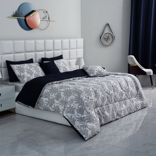 8 PCs Winter Comforter Set-Blue Feathers Comforters Apricot   