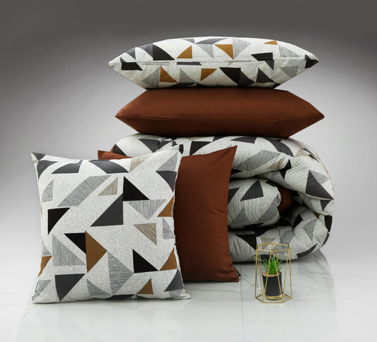 1 PC Double Winter Comforter-Brown Triangle Comforters Apricot