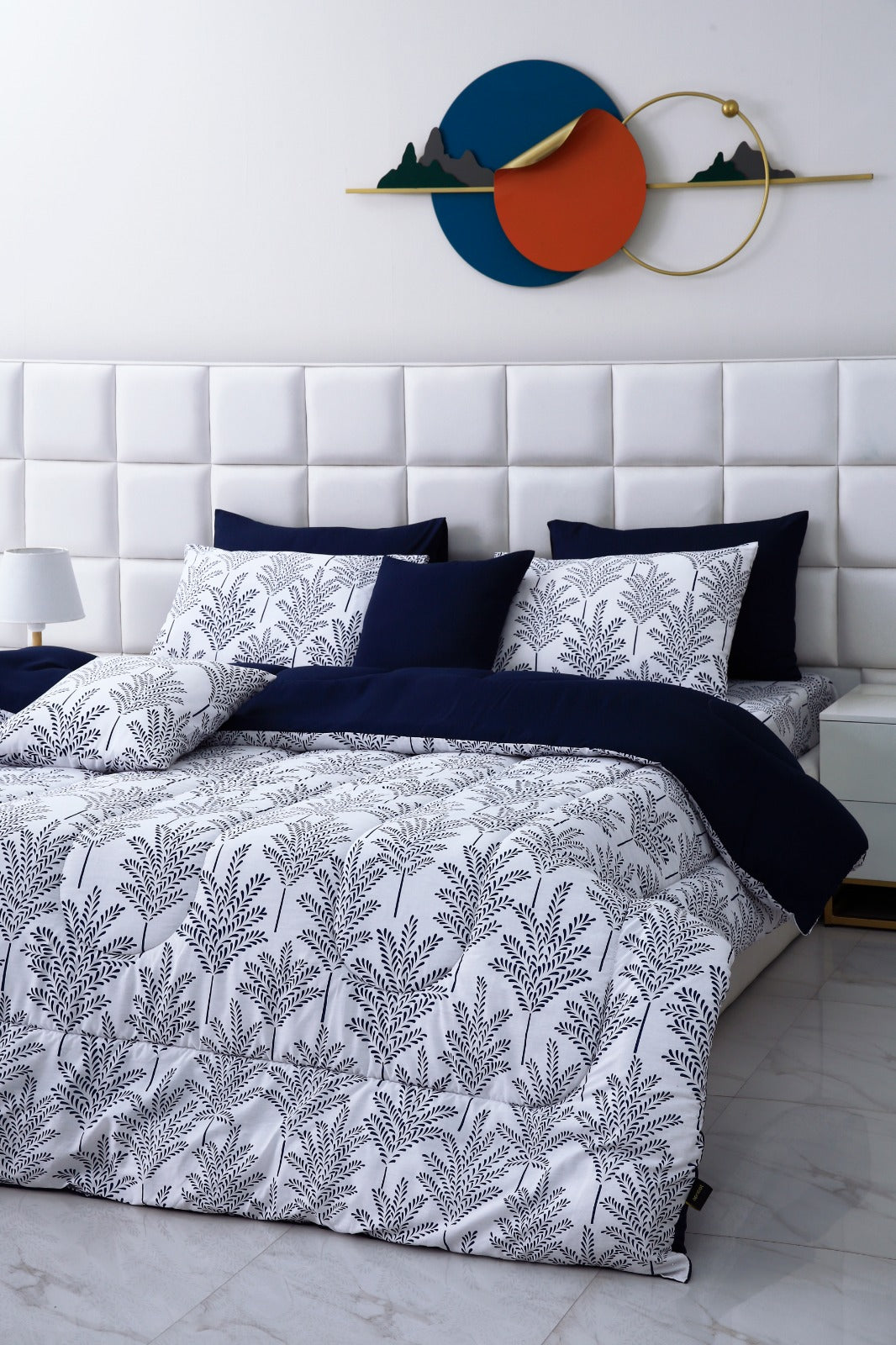 8 PCs Winter Comforter Set-Blue Feathers Comforters Apricot   