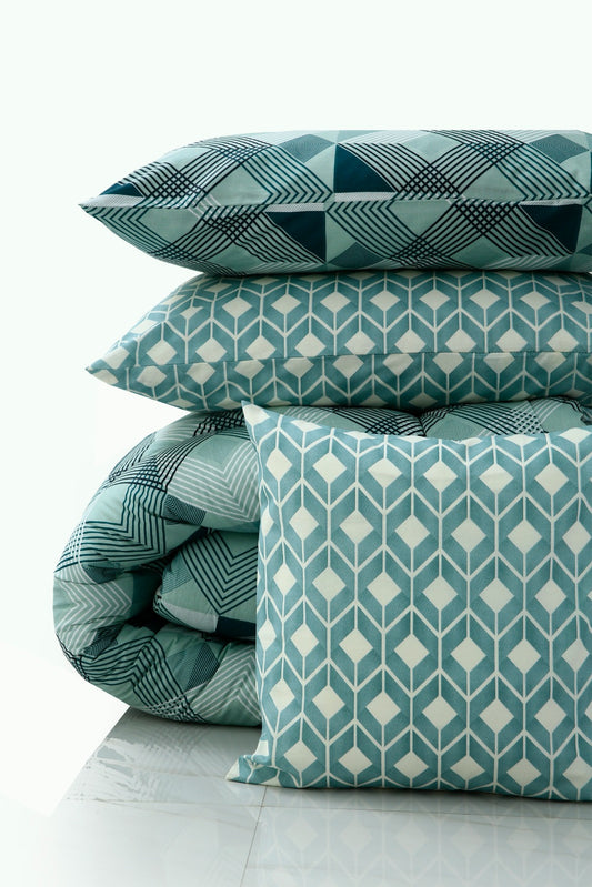 1 PC Double Winter Comforter-Mint Geometric Comforters Apricot