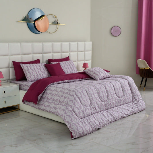 8 PCs Winter Comforter Set-Lavender Comforters Apricot   