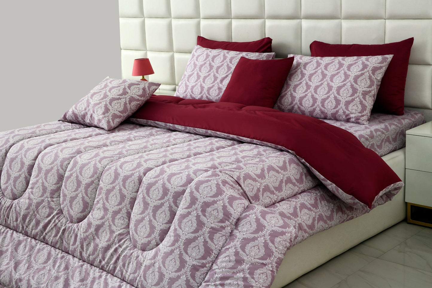 8 PCs Winter Comforter Set-Lavender Comforters Apricot   