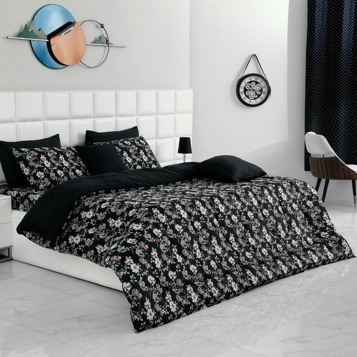 8 PCs Winter Comforter Set- Mid Night Garden Comforters Apricot   