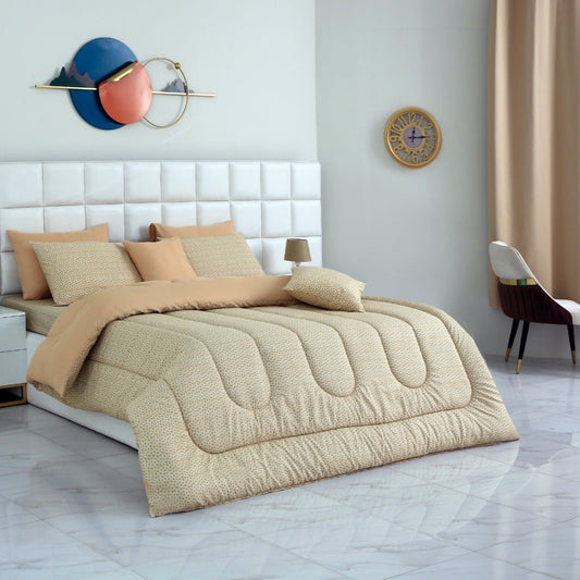 8 PCs Winter Comforter Set-Daylily(Beige Reverse) Comforters Apricot   