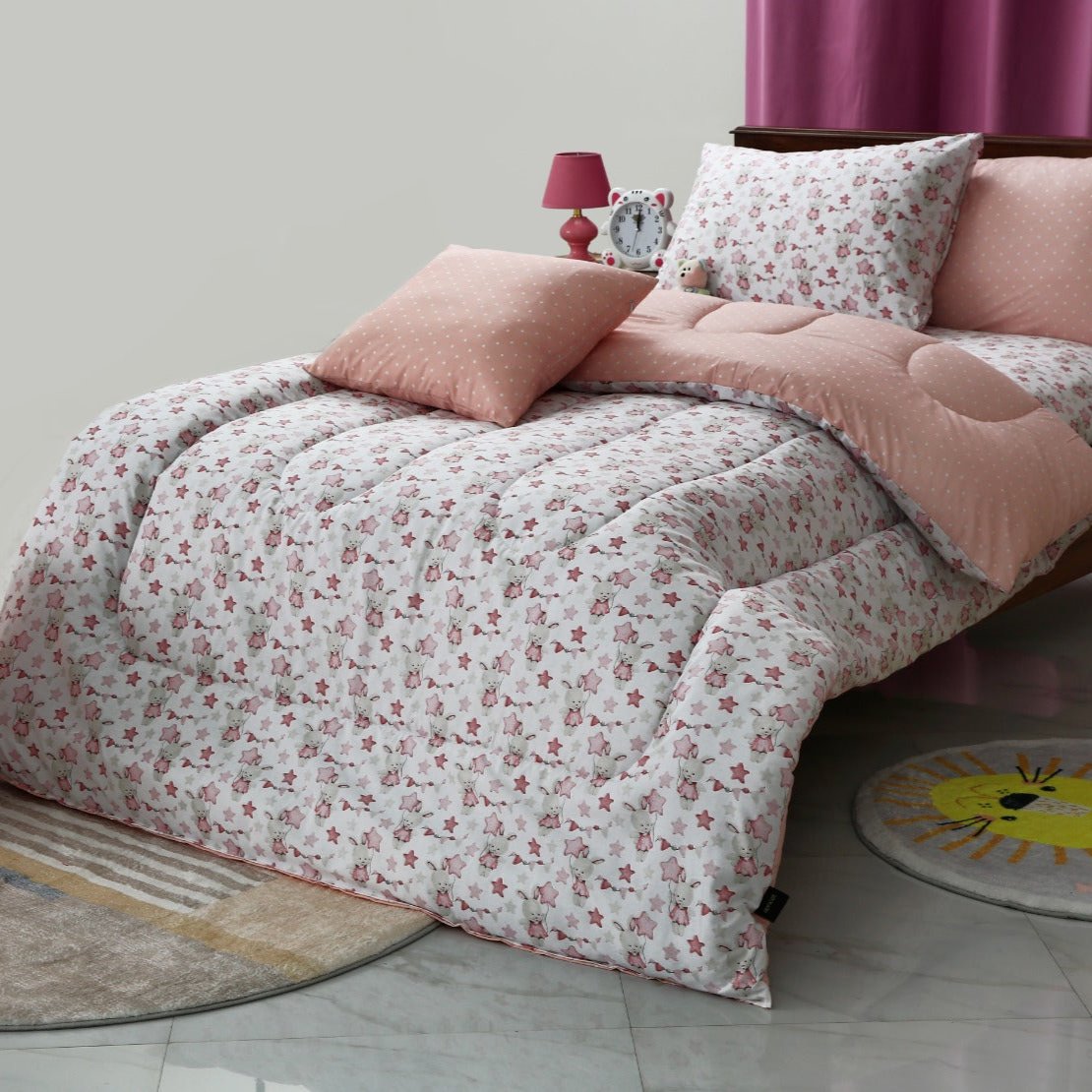 5 PCs Single Comforter Set-Mini Teddy Comforters Apricot