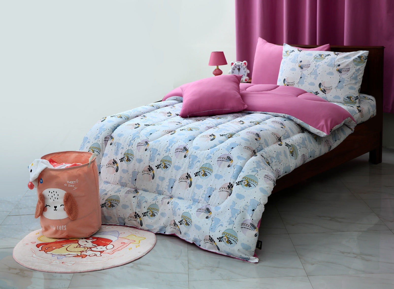 5 PCs Single Comforter Set-Mini Rabbits Comforters Apricot