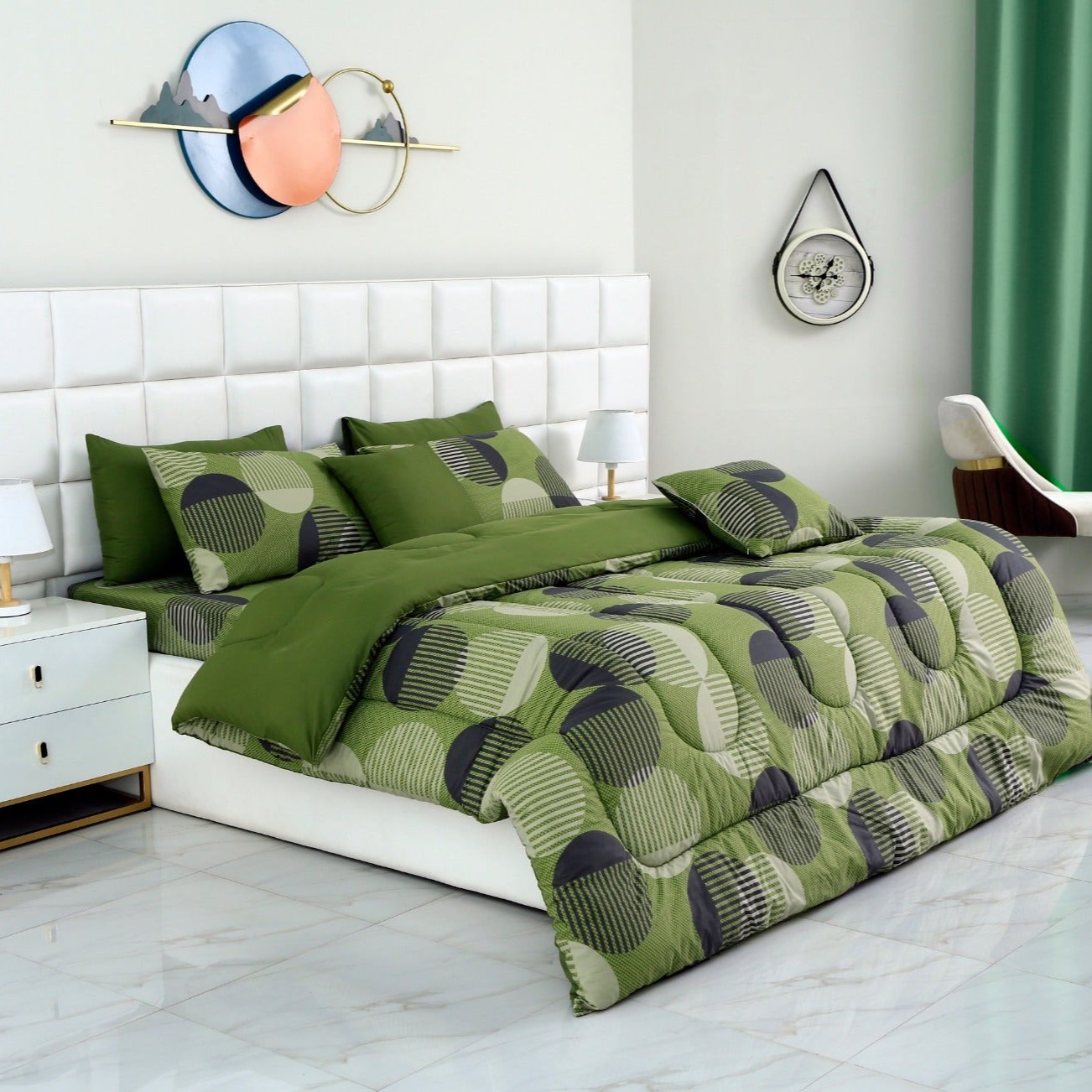 8 PCs Winter Comforter Set-Semi Circle Comforters Apricot