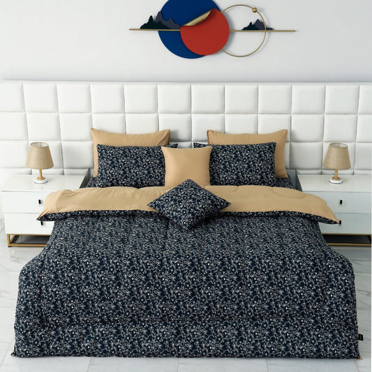 8 PCs Winter Comforter Set-Floral Block Comforters Apricot