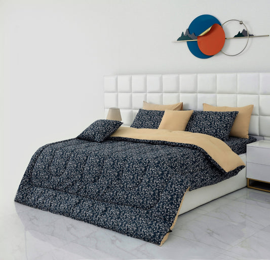 8 PCs Winter Comforter Set-Floral Block Comforters Apricot