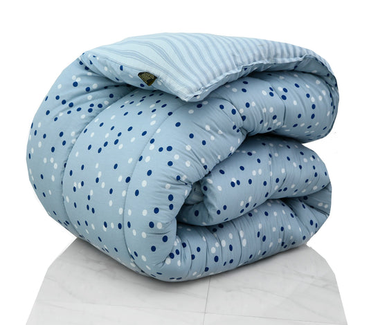 1 PC Double Winter Comforter-Sky Blue Polka