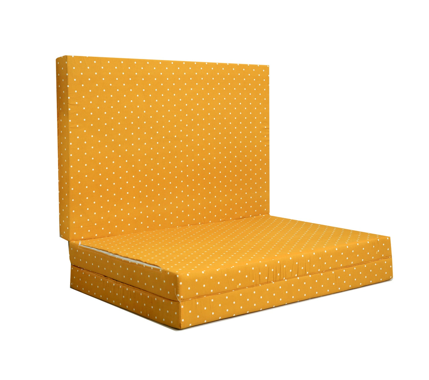 Foldable/Portable Mattress-Mustard Polka Protectors Apricot