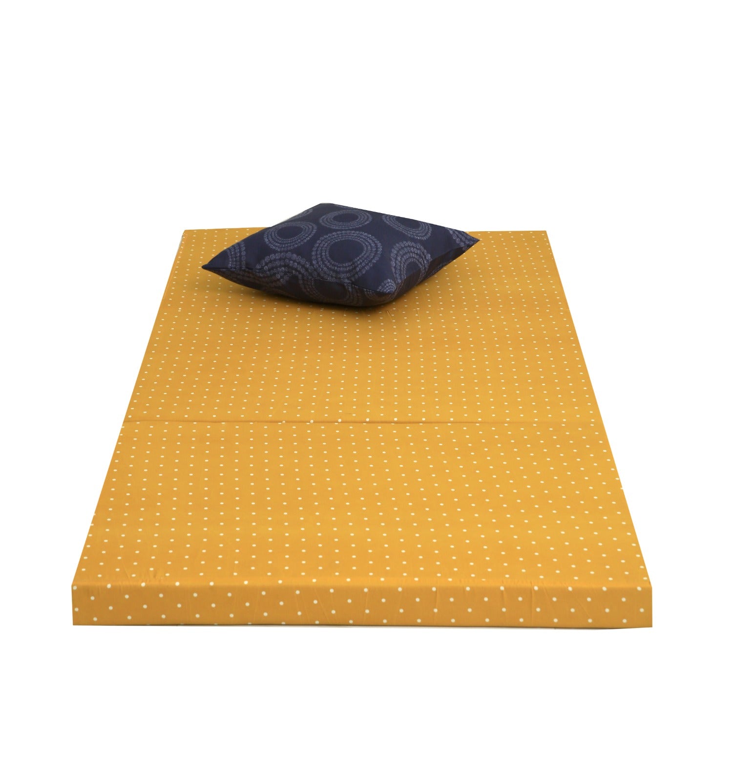 Foldable/Portable Mattress-Mustard Polka Protectors Apricot