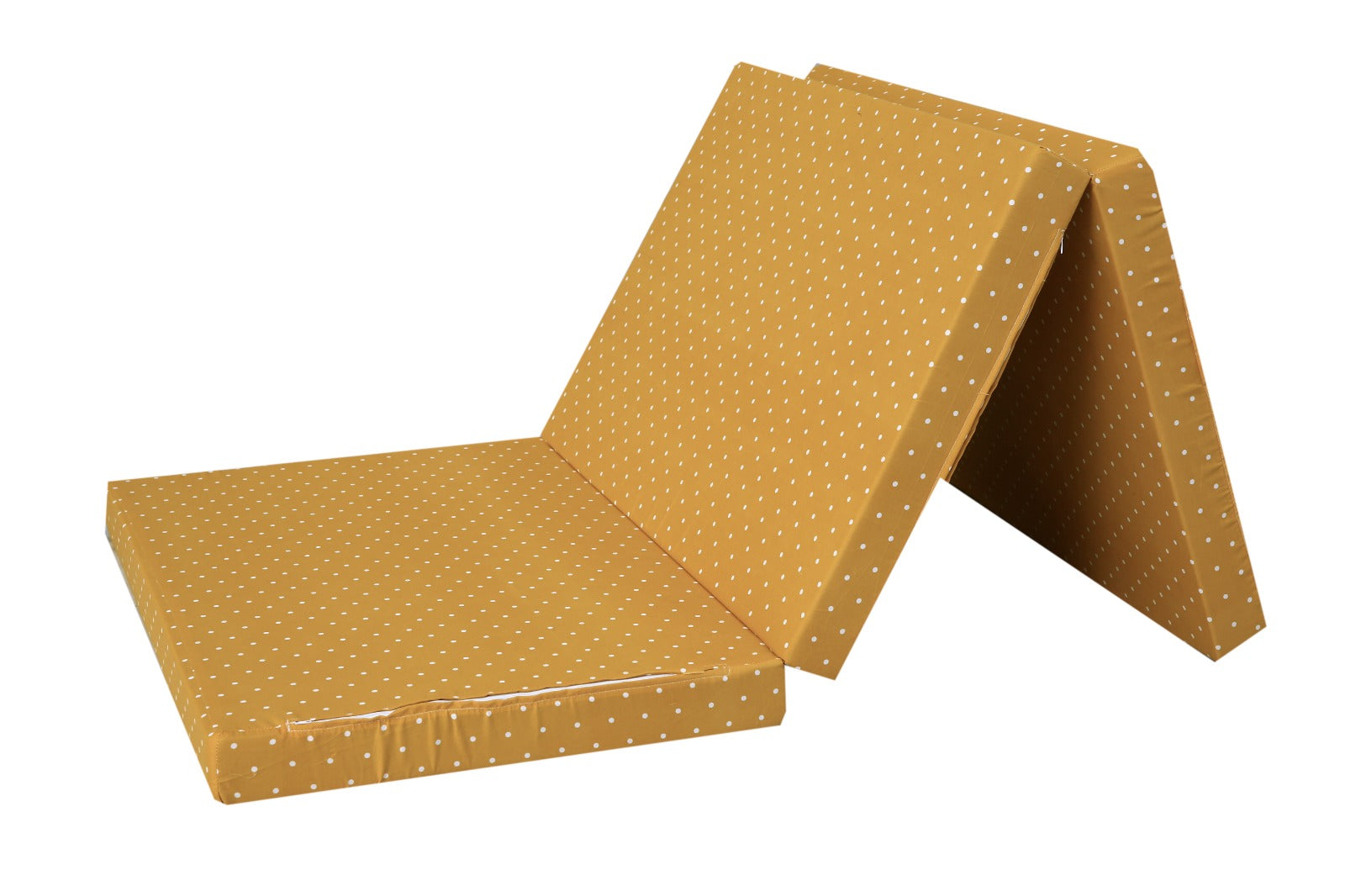 Foldable/Portable Mattress-Mustard Polka Protectors Apricot