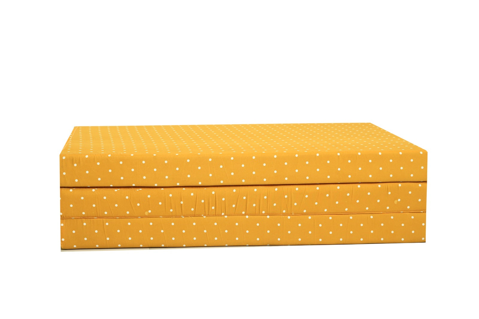 Foldable/Portable Mattress-Mustard Polka Protectors Apricot