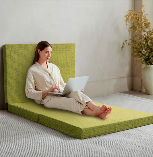 Foldable/Portable Mattress-Lime Texture Protectors Apricot