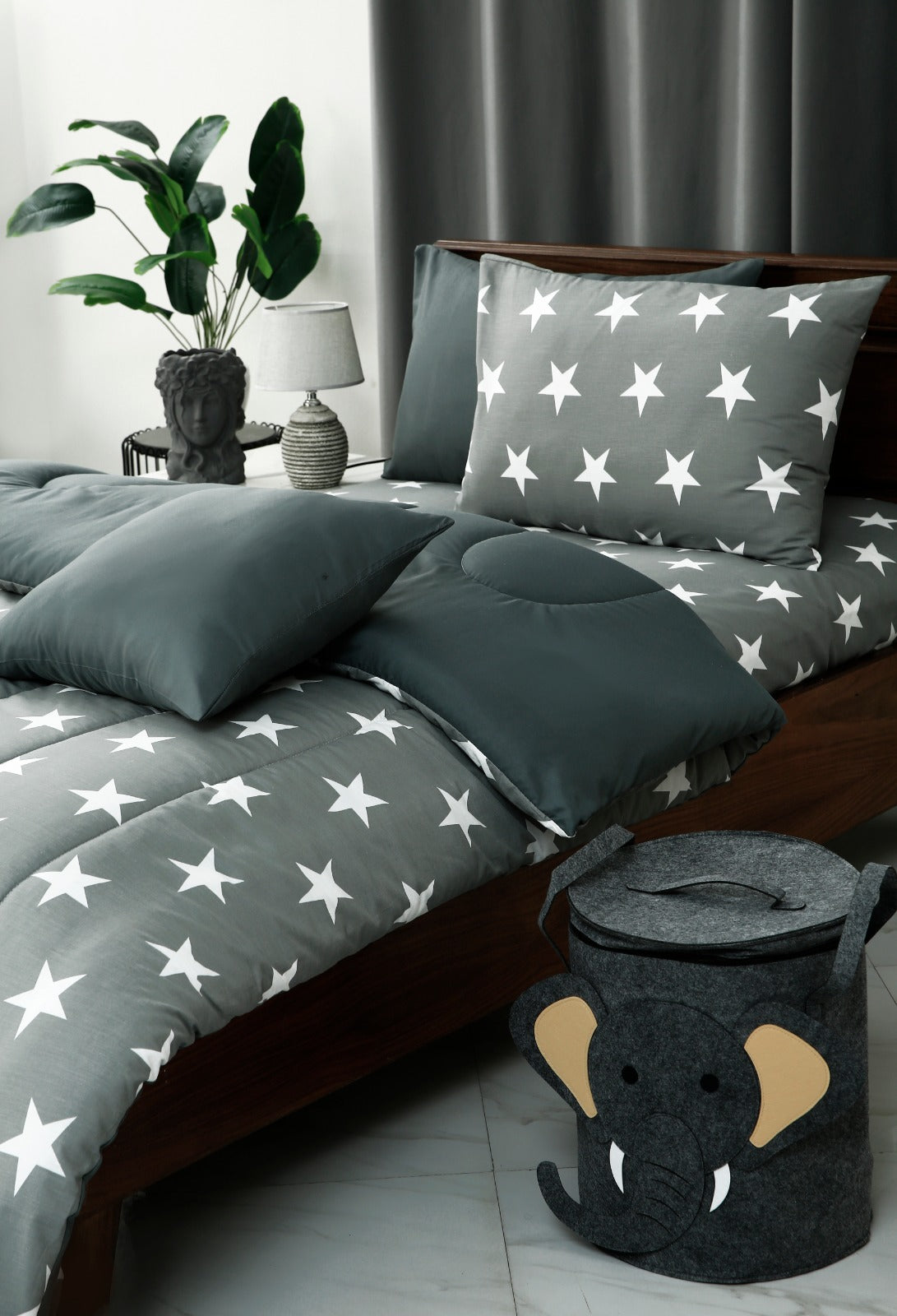 5 PCs Single Comforter Set-Stars Comforters Apricot