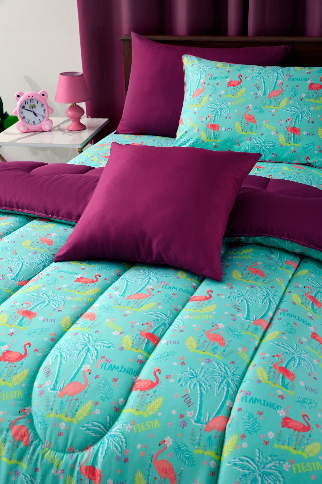 5 PCs Single Comforter Set-Flamingo Comforters Apricot