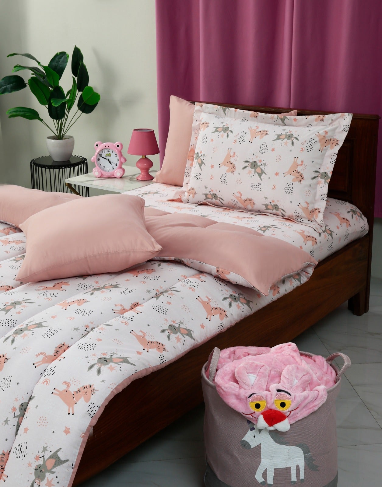 5 PCs Single Comforter Set-Unicorn Comforters Apricot