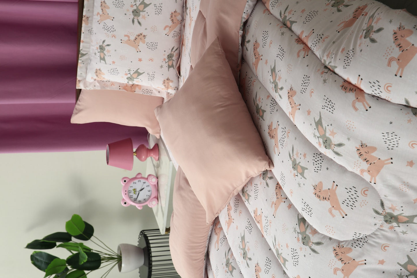 5 PCs Single Comforter Set-Unicorn Comforters Apricot