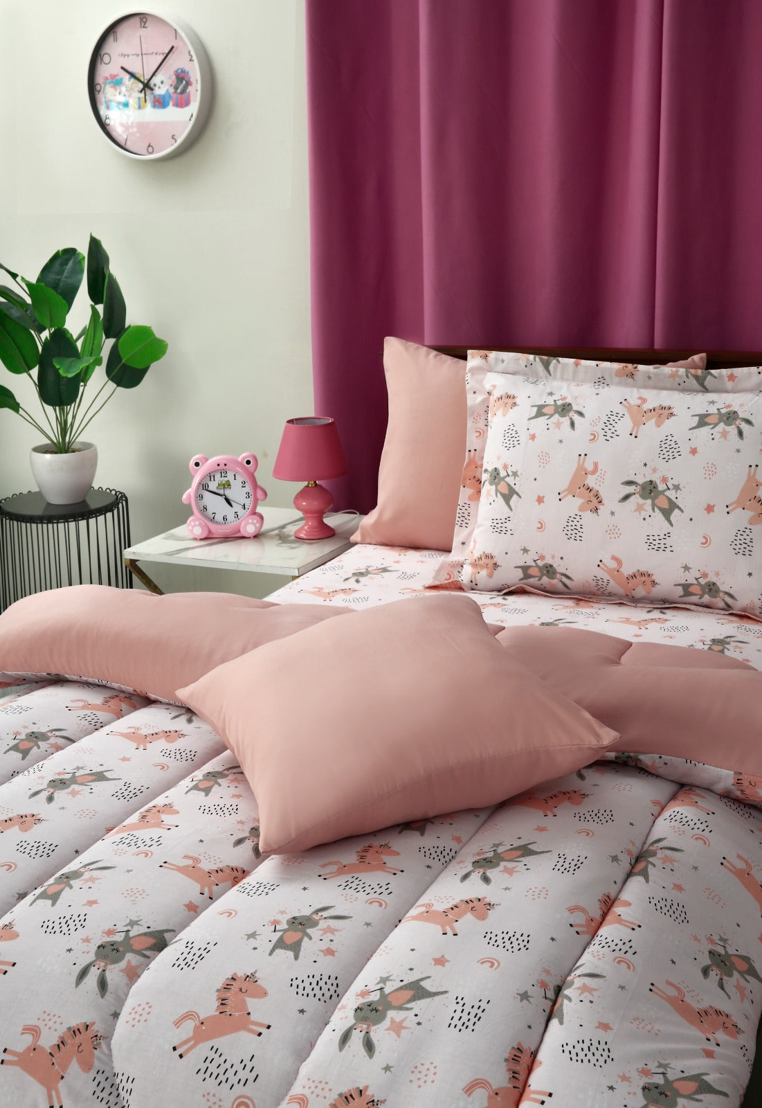 5 PCs Single Comforter Set-Unicorn Comforters Apricot