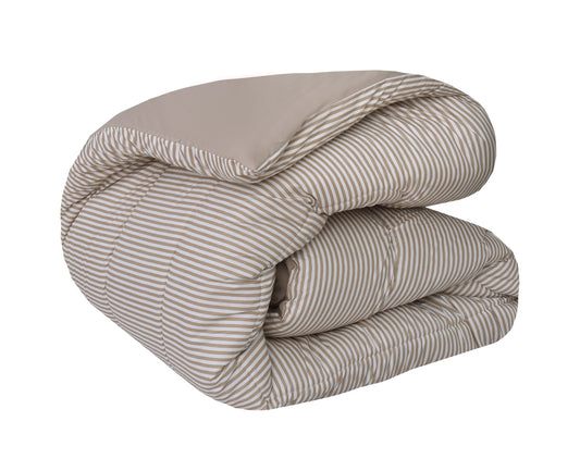 1 PC Single Comforter-Beige Stripes Comforters Apricot