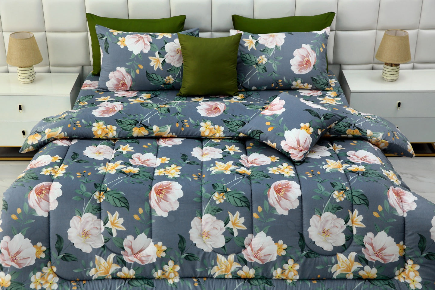 8 PCs Winter Comforter Set-Magnolia Comforters Apricot