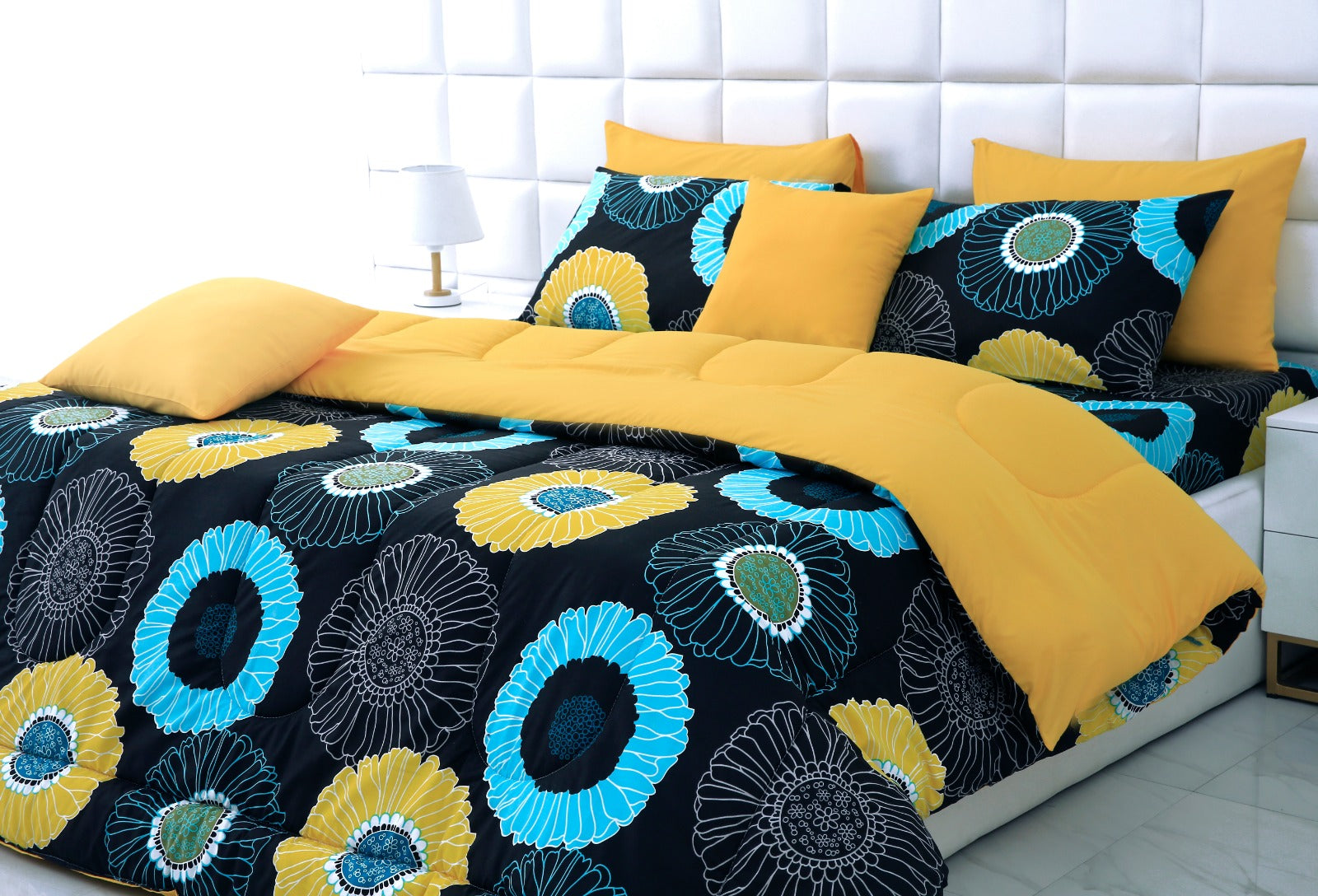 8 PCs Winter Comforter Set-Sun Flower Comforters Apricot