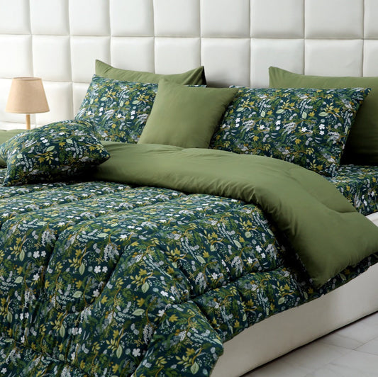 8 PCs Winter Comforter Set-Persian lily Comforters Apricot