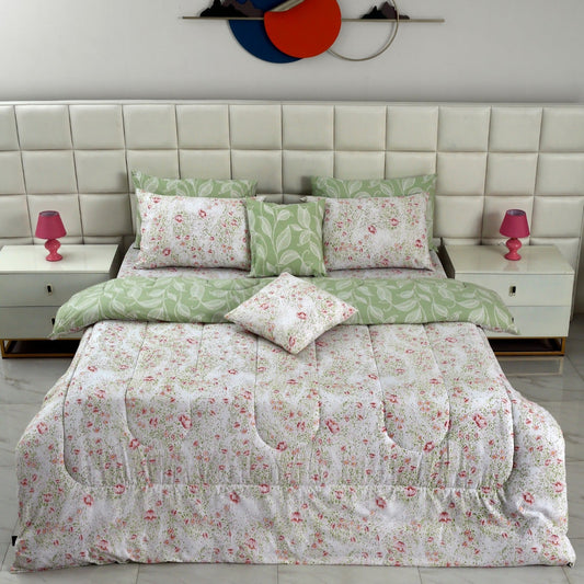 8 PCs Winter Comforter Set-Brocade Flora Comforters Apricot