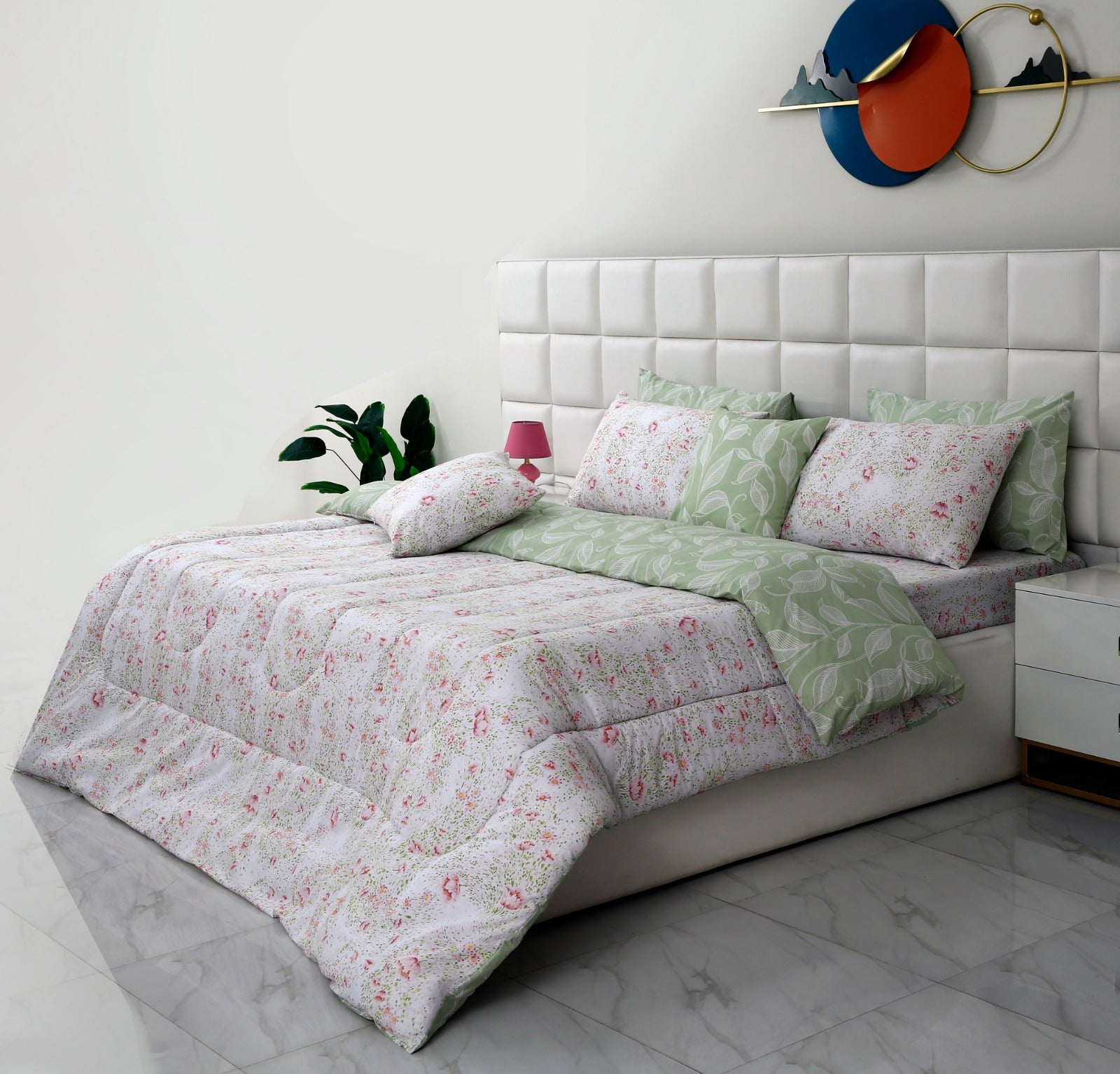 8 PCs Winter Comforter Set-Brocade Flora Comforters Apricot