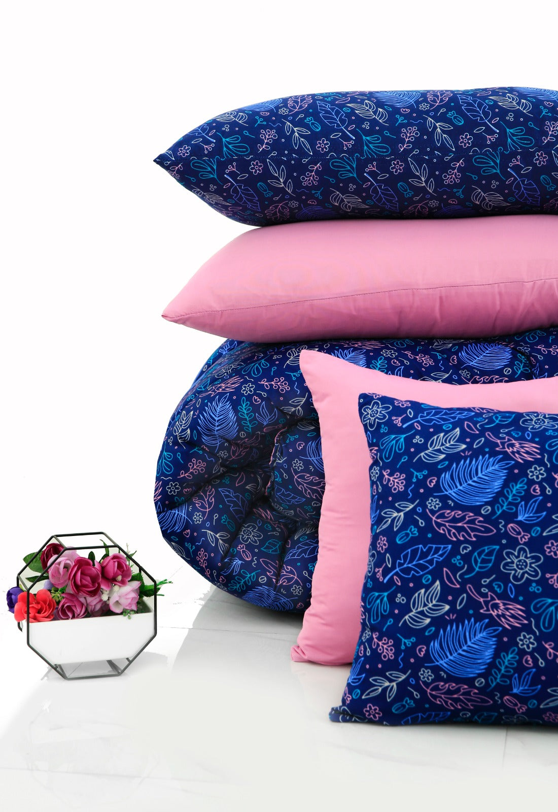 8 PCs Winter Comforter Set-Blue Lily